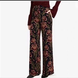 NWOT Ann Taylor Floral Boho Wide Leg Floral Trousers Sz 14